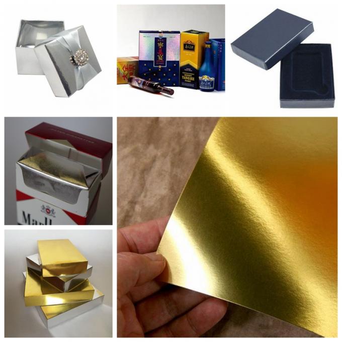 الذهب والفضة PET معدنية الكرتون ، Laminaied معدنية ورقة المجلس