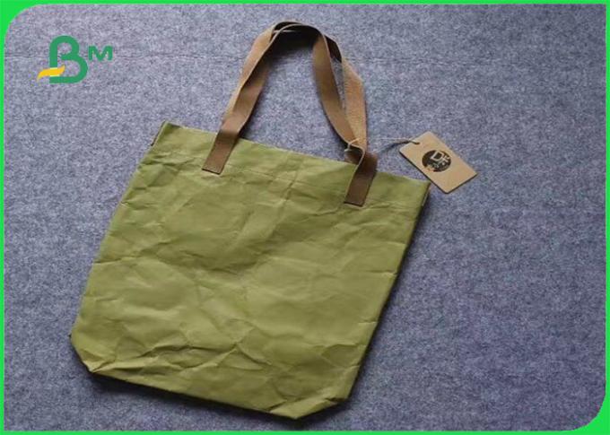 Green color 0.55mm customized soft washable kraft paper for bag design