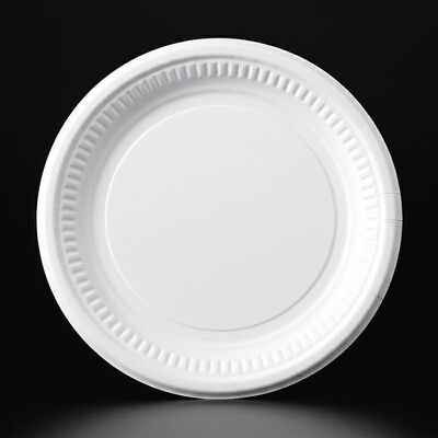 طبق طعام مطلي بطبقة PET مادة ورقية لون أبيض صينية طعام ورقية