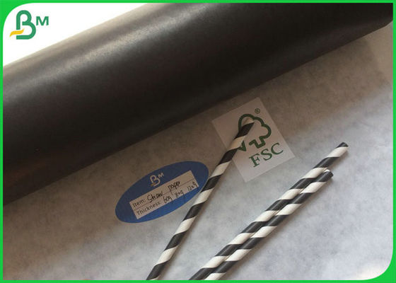 60gsm FSC وشهادة ادارة الاغذية والعقاقير للطباعة ورقة القش السوداء الصف الغذاء لفة للبن أو الحليب الشاي