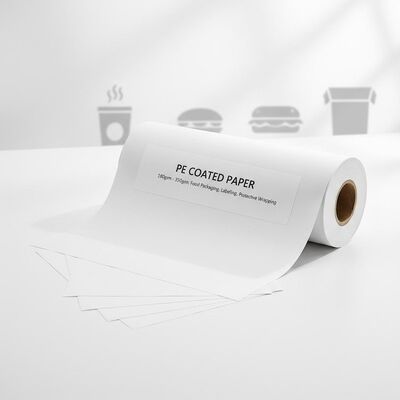 ورق مطلي بالبولي إيثيلين PE بوزن 180 جرامًا 350 جرامًا مادة طلاء PE مثالية لتغليف المواد الغذائية ووضع الملصقات والتغليف الواقي