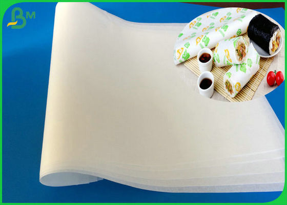 35gsm Biodegradable والصديقة للبيئة MG الأبيض همبرغر الغذاء الصف ورقة لفة للتغليف ساندويتش والسوشي